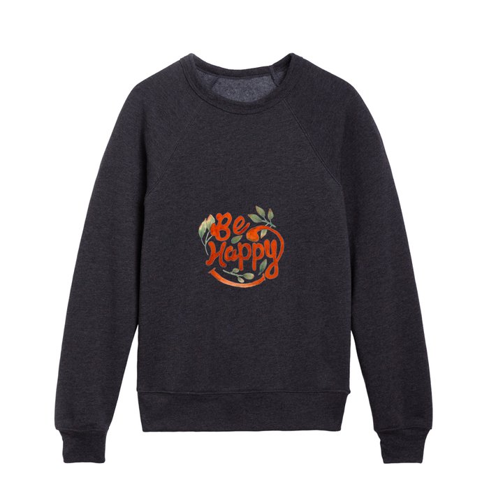 Be Happy Floral Print Kids Crewneck