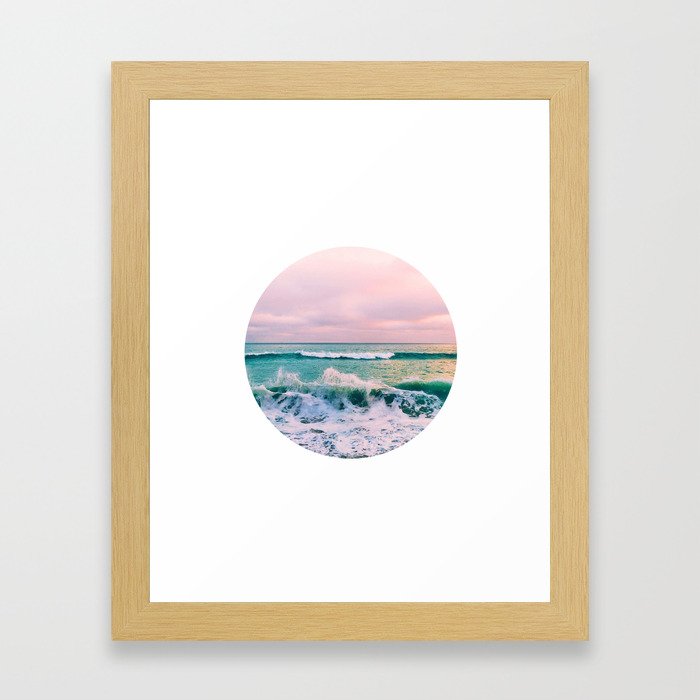 beach ocean circle print Framed Art Print