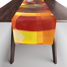 geometric pixel square pattern abstract background in red brown yellow Table Runner