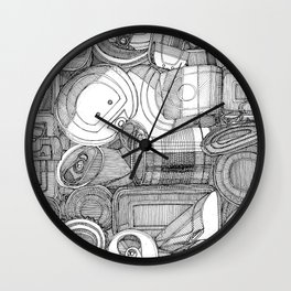 tin cans bw Wall Clock