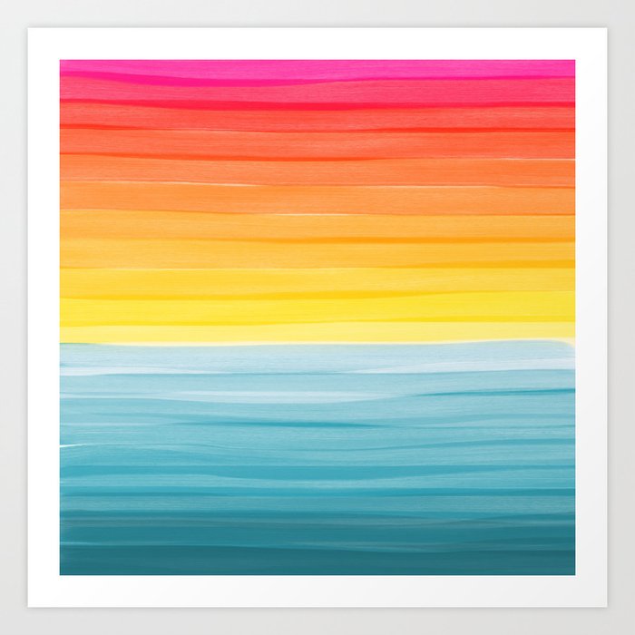 Sunset On The Ocean Minimalist Painting Art Print By Justcarolina