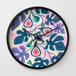 Purple Fig Pattern Wall Clock