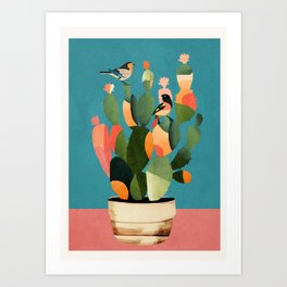Cactus & Birds 2 Art Print