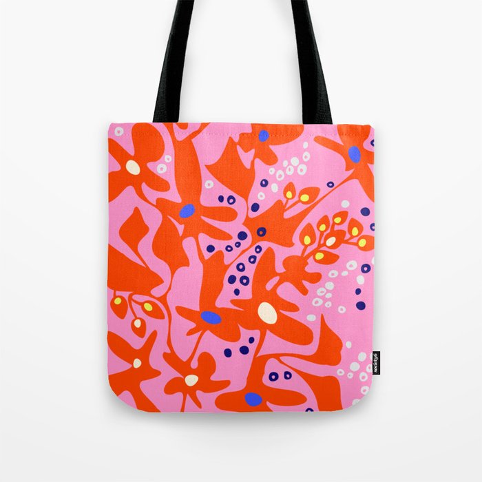 Pink home jungle: Organic shapes and flowers Tote Bag