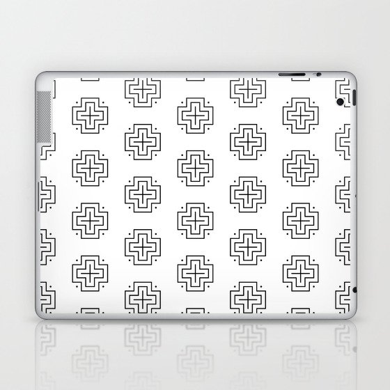 Tribal cross pattern - black and white Laptop & iPad Skin
