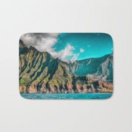 Na' Pali Coast, Kauai, Hawaii Bath Mat | Mountain, Tropical, Turquoise, Sceniclandscape, Photo, Mountains, Coast, Napali, Landscape, Color 