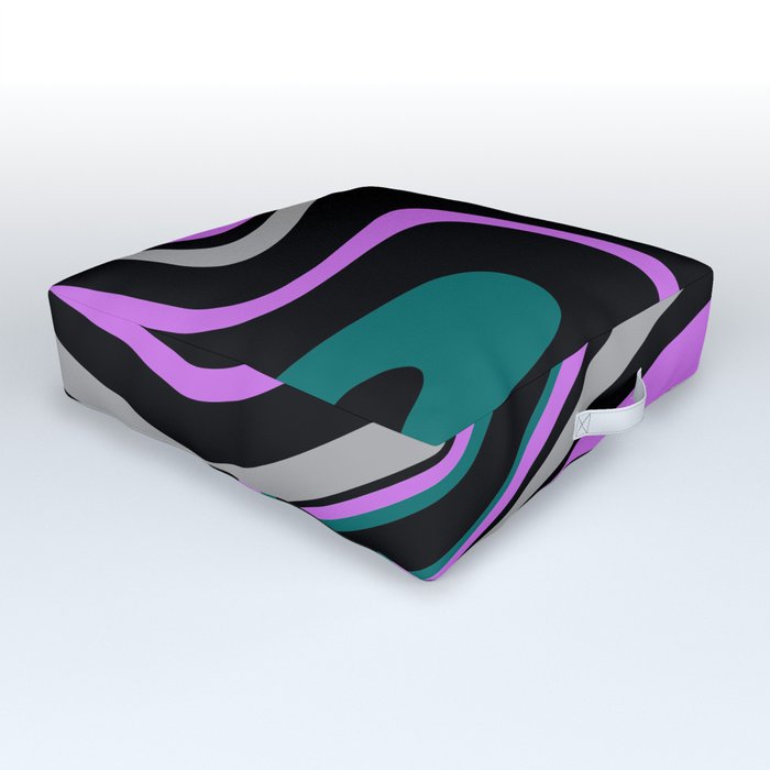 Liquid Swirl Trip Design Purple/Green Outdoor Floor Cushion