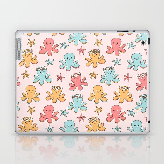 Cute Octopus Pattern, Fun Sea Animals, Colorful Pastel Colors Laptop & iPad Skin