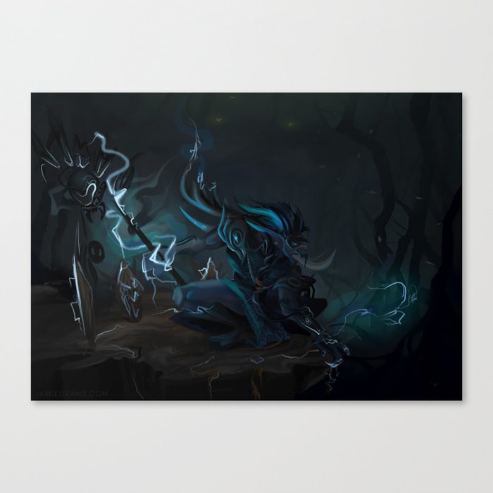 Lightning Troll Rune Shaman Canvas Print