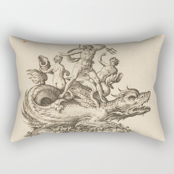  Poseidon and the Kraken Rectangular Pillow