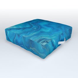 Blue & Teal Marble Agate Abstraction Outdoor Floor Cushion