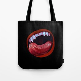 Vampire Snack Time | Fanged Vampire Lips Tote Bag
