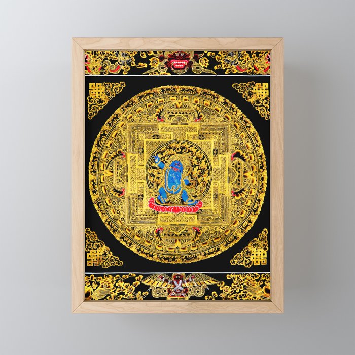 Buddhist Mahakala Mandala Golden Kalarupa Framed Mini Art Print