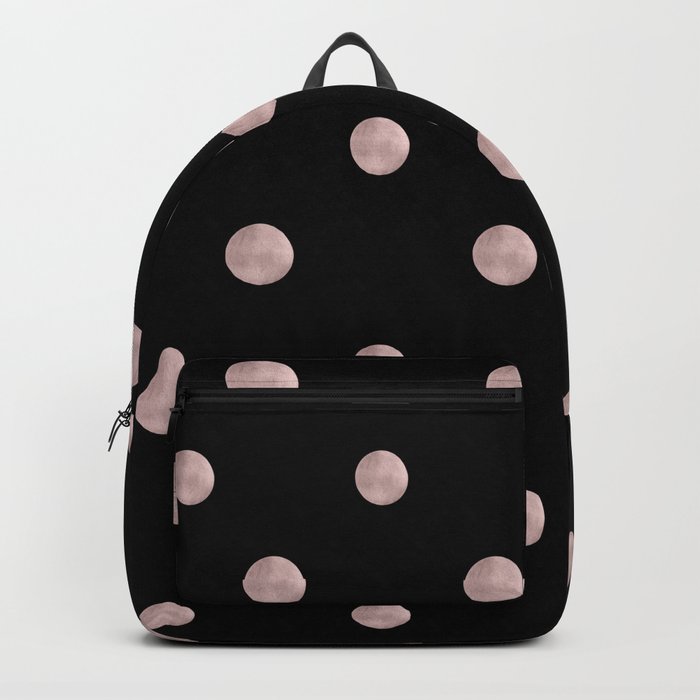 Happy Polka Dots Rose Gold on Black #1 #decor #art #society6 Backpack