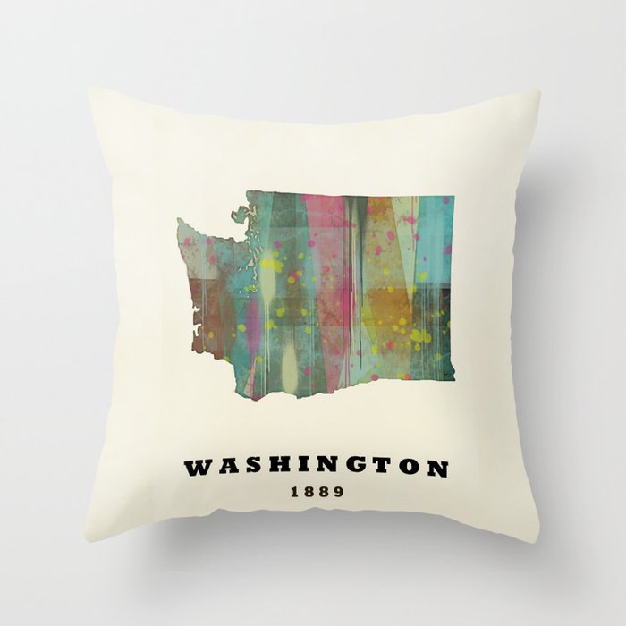 Washington state map modern Throw Pillow