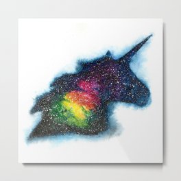 Rainbow unicorn galaxy watercolor Metal Print