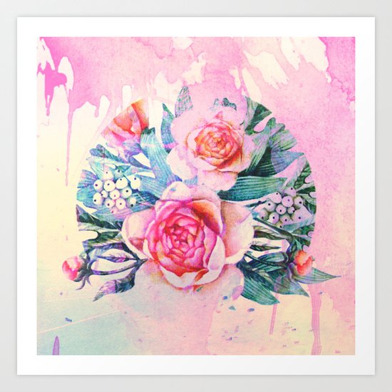 bouquet and watercolors Art Print