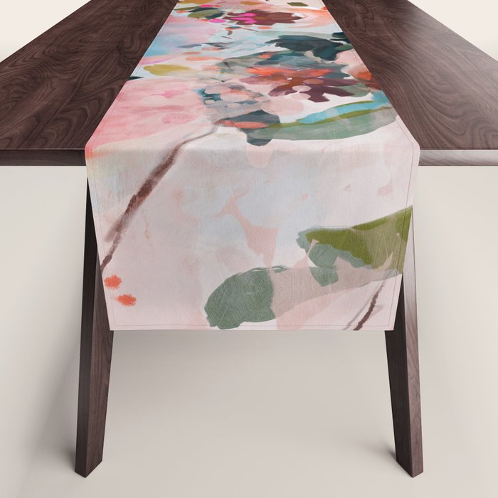 floral bloom abstract painting Table Runner by Art