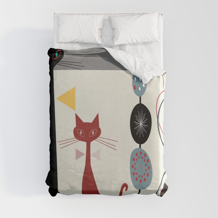Mid-Century Modern Art Cats Duvet Cover