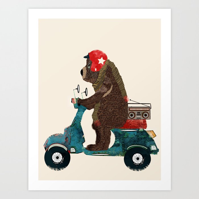 scooter bear Art Print