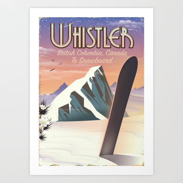 Whistler British Columbia Canadian Snowboarding Art Print