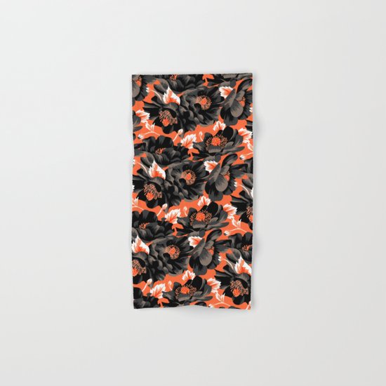 Mount Cook Lily - Orange/Black Hand & Bath Towel