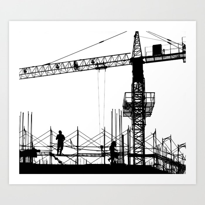 Construction Site Silhouette Art Print