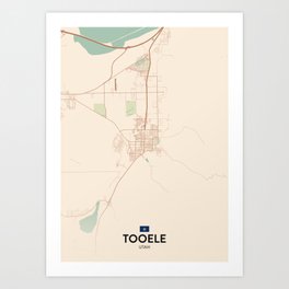 Tooele, Utah, United States - Vintage City Map Art Print