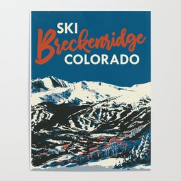 Blue Breckenridge Vintage Ski Poster Poster