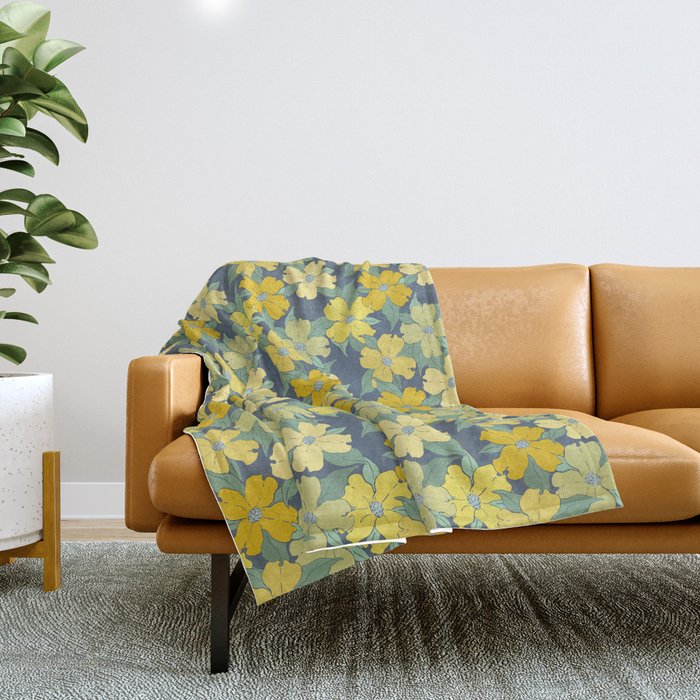 lemon yellow and blue grey flowering dogwood symbolize rebirth and hope Throw Blanket