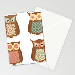 Fall Pattern Owls Stationery Cards