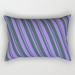 [ Thumbnail: Purple and Dark Slate Gray Colored Lined/Striped Pattern Rectangular Pillow ]