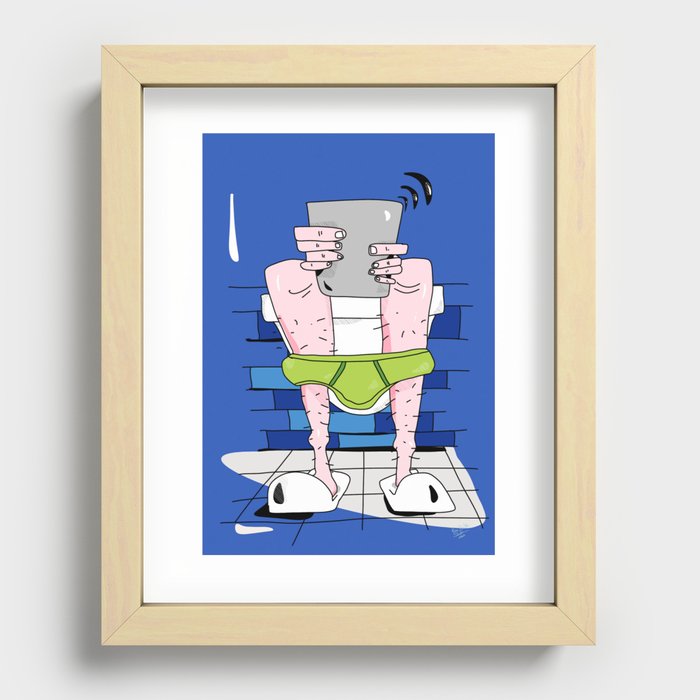 On the toilet Recessed Framed Print