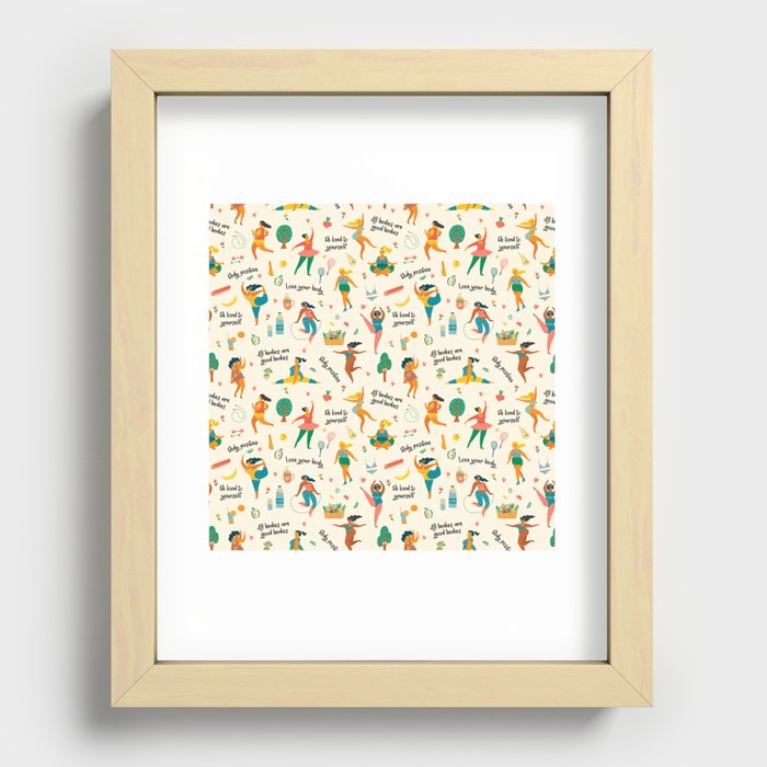 Body Positivity Pattern - Love yourself Recessed Framed Print