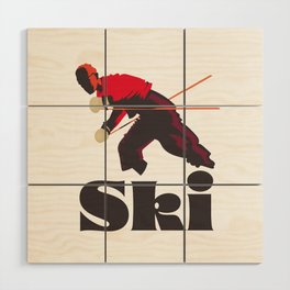 Retro Skiing poster  Wood Wall Art