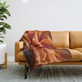 Closeup Photo of an Orange Dahlia Blossom Throw Blanket