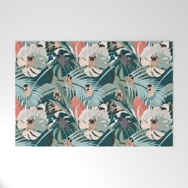 Pugs and Tropical Plants Welcome Mat