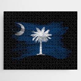 South Carolina state flag brush stroke, South Carolina flag background Jigsaw Puzzle