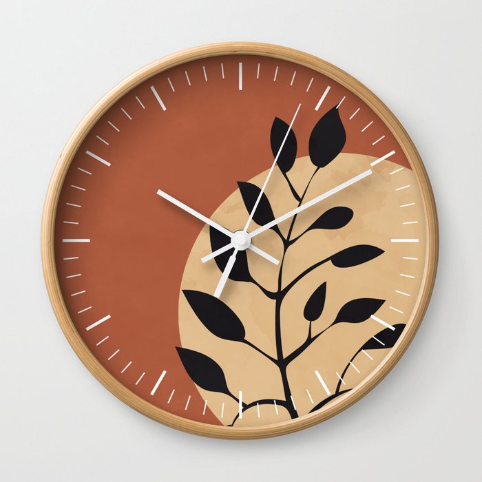 Simple Minimal Boho - Botanical Leaves 1 Wall Clock