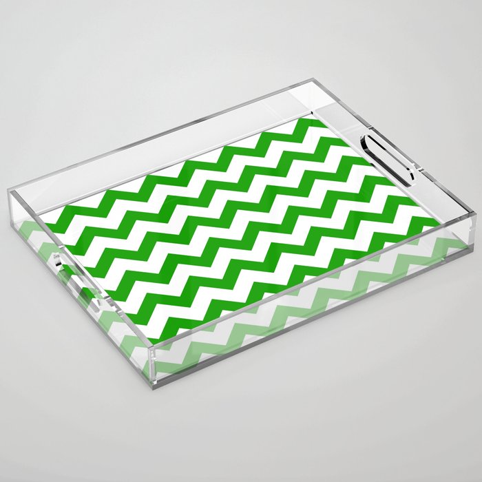 Chevron Texture (Green & White) Acrylic Tray