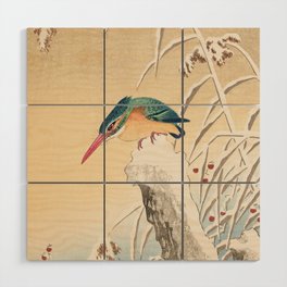 Kingfisher Stalking Fish - Japanese Vintage Woodblock Print Art Wood Wall Art