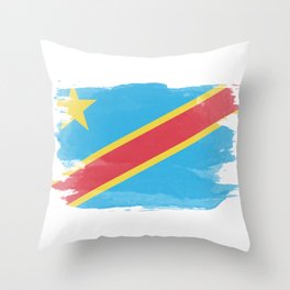 Democratic Republic of Congo flag brush stroke, national flag Throw Pillow