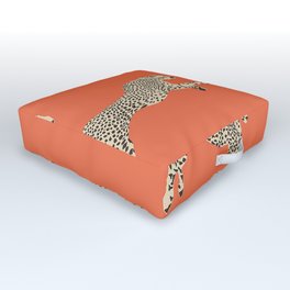Leaping Cheetahs Tangerine Outdoor Floor Cushion