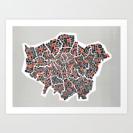 London Boroughs Abstract Map Art Print
