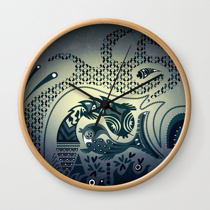 Midnight swirls Wall Clock
