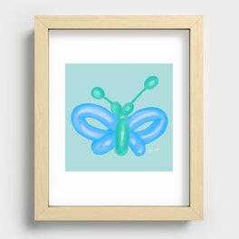 Ballon Butterfly- blue and green background Recessed Framed Print