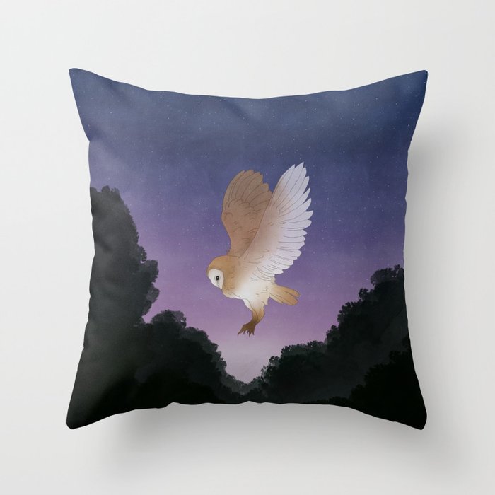 Flight - Owl Illustration Throw Pillow