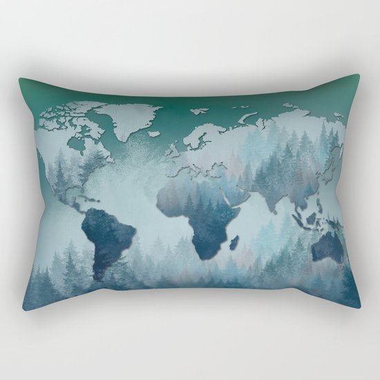 world map forest 4 Rectangular Pillow