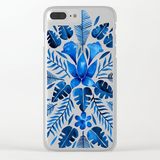 Tropical Symmetry – Navy Clear iPhone Case