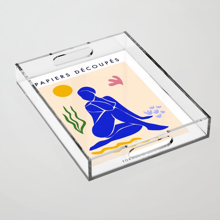 Lady in Blue on the Beach - Matisse cut-outs Acrylic Tray